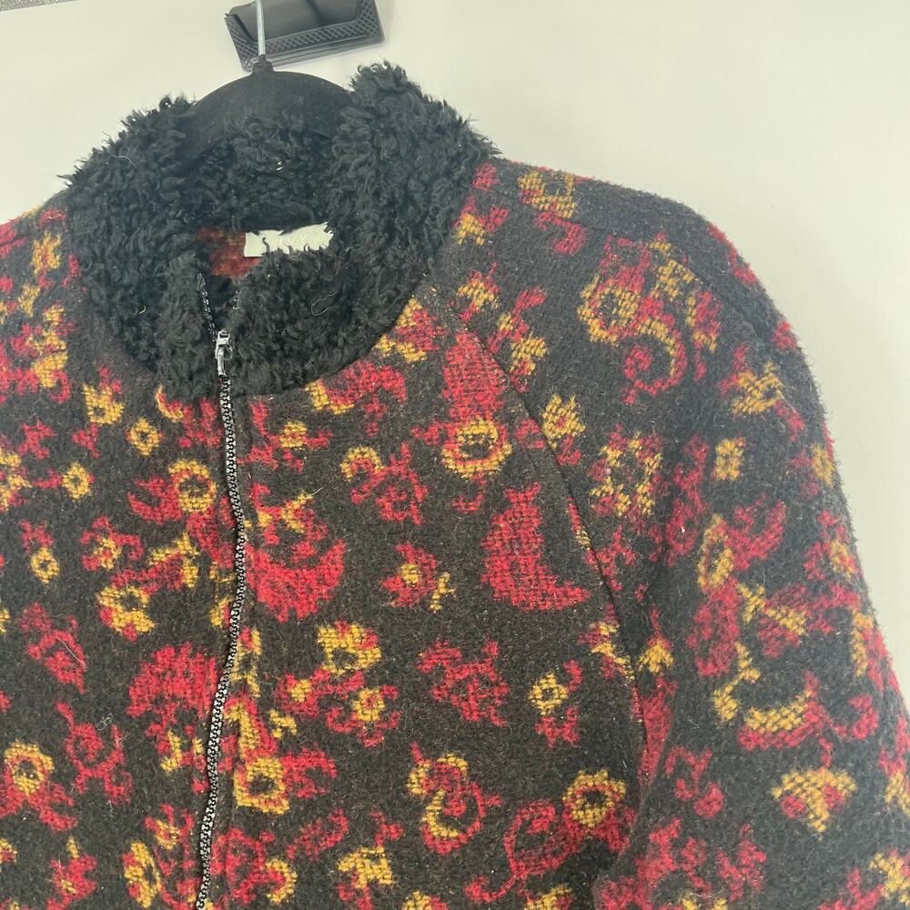 IVY Tapestry Full Zip Jacket Black Red Paisley Pockets Mock Neck Size Medium - Picture 11 of 11